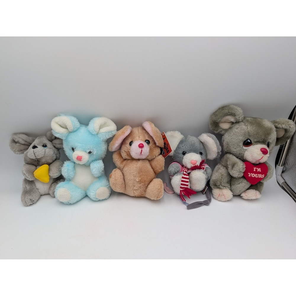 Russ Plush Lot Mouse Rattle Heart Cheese Monty Marco Melvin Vintage Stuffed